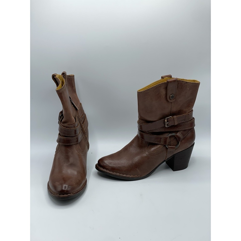 Bussola Womens Woodville Rust Brown Leather ankle boots Size 7.5 EU 38